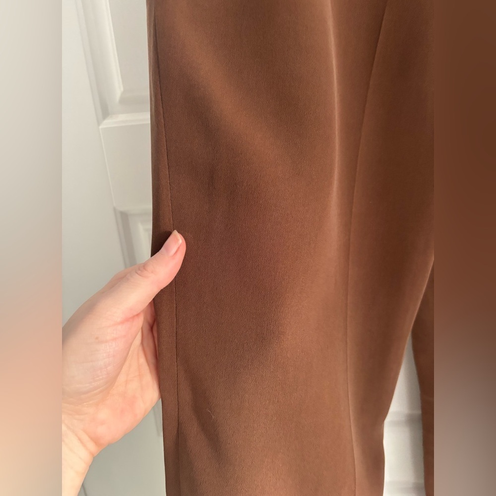 Vintage Jones New York 100% Silk Trousers Chocolate Brown Straight Leg Size 6‌ - Picture 3 of 6